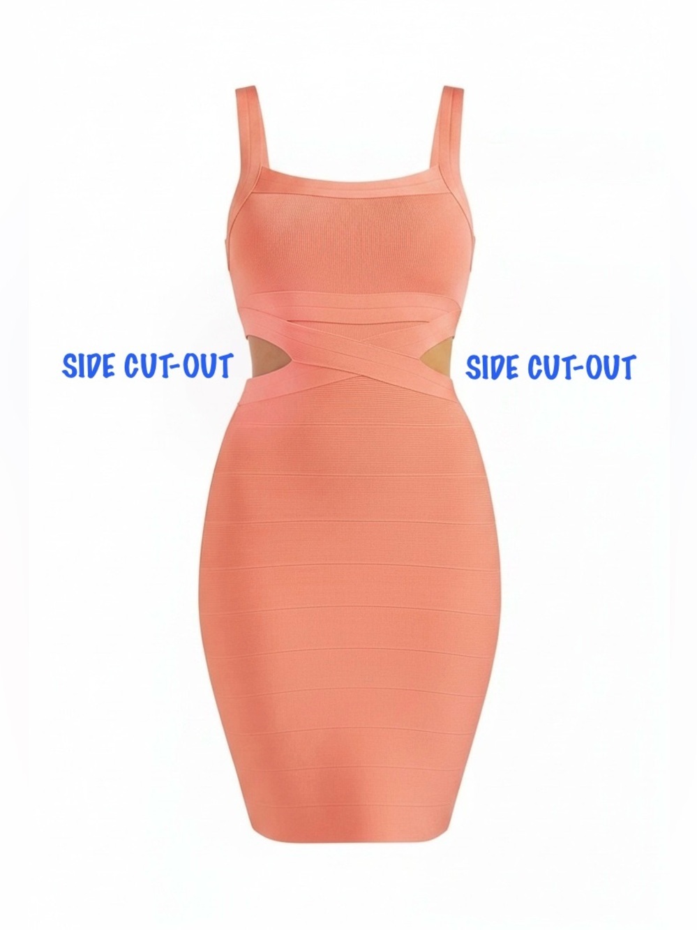 Guess Open Back Bandage Bodycon Dress Neon Orange Coral Cutout Size Large NWT